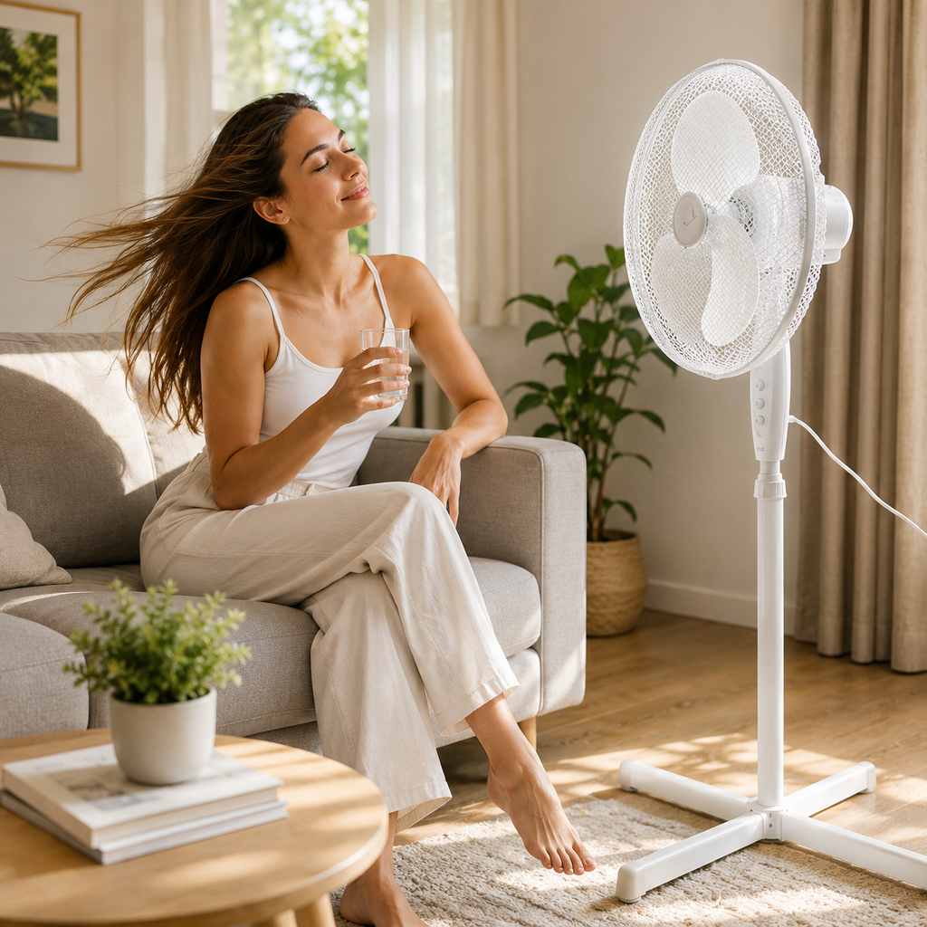 Standventilator 40 cm | 45 W | Höhenverstellbar | Oszillierend | 3 Geschwindigkeitsstufen